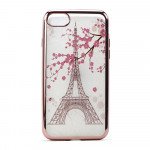 Wholesale iPhone 7 Crystal Clear Rose Gold Design Case (Eiffel Tower)